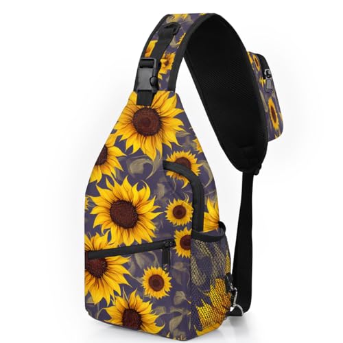 Sunflower Seamless Pattern Sling Backpack for Women Men Waterproof Antitheft Chest Bag Lightweight Travel Crossbody Shoulder Bag for Shopping Outdoor Leisure Sports Mountaineering Riding - color: Backpack12