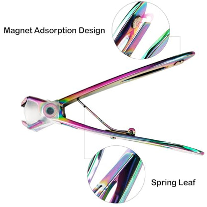 Nail Clippers with Catcher - Anti Splash Wide Jaw Opening Thick Toenail Clippers for Seniors | Self-Collecting Fingernail Cutter Heavy Duty Toe Nail Clipper for Men&Women | Chromatic L&S - color: Chromatic (L + S)