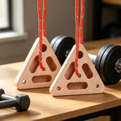 Climbing Hangboard Triangular Wooden Hand Grip Strengthener with | Hangboard Doorway Mount for Home Playroom Garage Basement Apartment Gym Dorm Studio