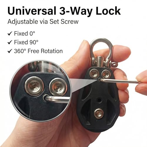 Helffer Single Pulley Block (35mm / 50mm), Lockable 360° Swivel & Heavy Duty Silent Nylon Wheel with T316 Stainless Steel Hardware for Gym Cable, Garage Hoist & Marine Rigging - size: 35mm Wheel, style: 2 Pack
