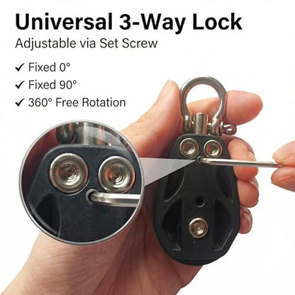 Helffer Single Pulley Block (35mm / 50mm), Lockable 360° Swivel & Heavy Duty Silent Nylon Wheel with T316 Stainless Steel Hardware for Gym Cable, Garage Hoist & Marine Rigging - size: 35mm Wheel, style: 1 Pack