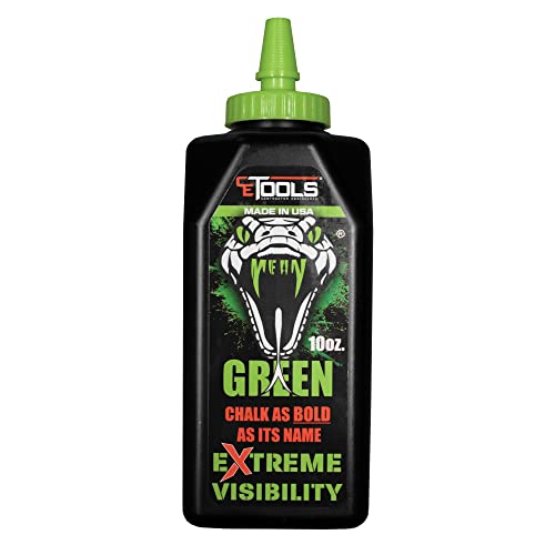 CE TOOLS Mean Green® Marking Chalk, Color GREEN, EXTREME VISIBILITY, MADE IN USA -10 oz (283.5g) For Chalkline, Hydrophobic, Construction Chalk. - color: MEAN GREEN