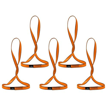 18MM Nylon Climbing Sling Runner 23KN CE2008/EN566 Rock Climbing Webbing Straps for Outdoor Climbing, Rappelling, Swing, Yoga Hammock etc - color: Orange|60cm/24inch|5PCS