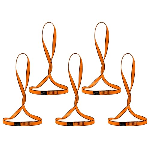 18MM Nylon Climbing Sling Runner 23KN CE2008/EN566 Rock Climbing Webbing Straps for Outdoor Climbing, Rappelling, Swing, Yoga Hammock etc - color: Orange|60cm/24inch|5PCS