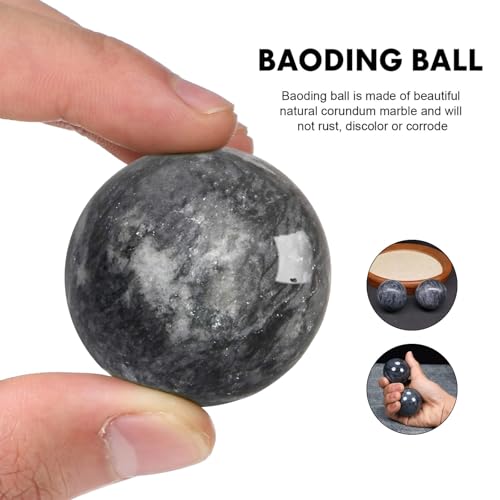 Traditional Chinese Baoding Balls, Marble Health Exercise Stress Relief Balls, Dark Grey, 2-Piece Set (Dark Grey, Medium-1.57") - color: Dark Grey, size: Medium-1.57"