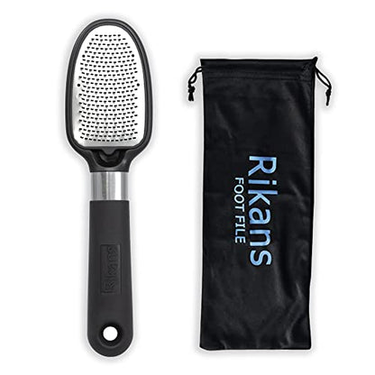 Rikans Foot File Foot Rasp Callus Remover Dead Skin Remover Double Sided Foot Scrubber Foot Care Pedicure Tool to Remove Hard Skin Can Be Used Wet or Dry Skin High Grade Stainless Steel File