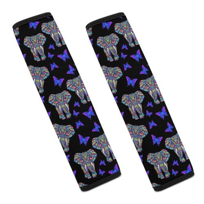 2 Pack Elephant Butterfly Art Seat Belt Cover Universal Fit Shoulder Harness Cover for Girls and Boys, Car Seats Pushchair Strollers High Chair Pushchair - color: Pattern 668