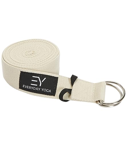 Everyday Yoga Strap with Metal D-Ring - Durable Stretching Strap for Yoga, Pilates, Flexibility & Physical Therapy (6ft, 8ft, 10ft) - color: Natural, size: 10 Foot
