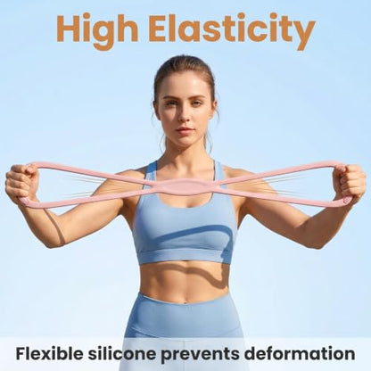 Figure 8 Resistance Band, Figure 8 Resistance Bands for Women Men,Resistance Band Figure for Working Out, Non-Slip Handles, Home Gym, Yoga & Physical Therapy - color: 15 LBS PINK