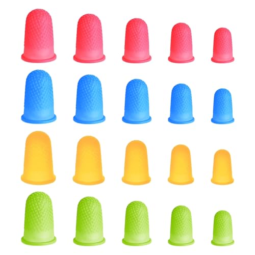 Reusable Silicone Thumb Protectors, 5 Sizes, 20PCS, for Finger Protection When Organizing Books in The Office, with Thread