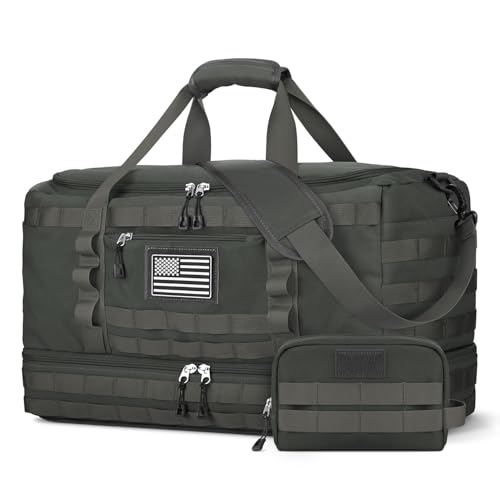 Gym Bag for Men Women, Carry on Luggage 22x14x9 Airline Approved Duffle Bag | Tactical Travel Bags with Toiletry Bag and Shoe Compartment, Weekender Overnight Duffel with Wet Pocket for Workout, Gray - color: Grey, size: Medium