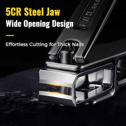 Heavy Duty Nail Clipper for Thick Nails, Built-in Nail File & Bottle Opener | Sturdy Zinc Alloy Body, Sharp 5cr Steel Wide Blade, Anti-Slip Grip, Clean Cut Thick Nails For Daily Travel