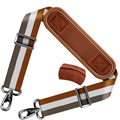 ZINZ Shoulder Strap Universal Bag Strap - 78" Ultra-Thick Padded with Dual Balanced Adjustable Buckles for Briefcase, Travel, Sports, Laptop, Crossbody Bag，Stripes-BrWGy - color: Stripes-brwgy