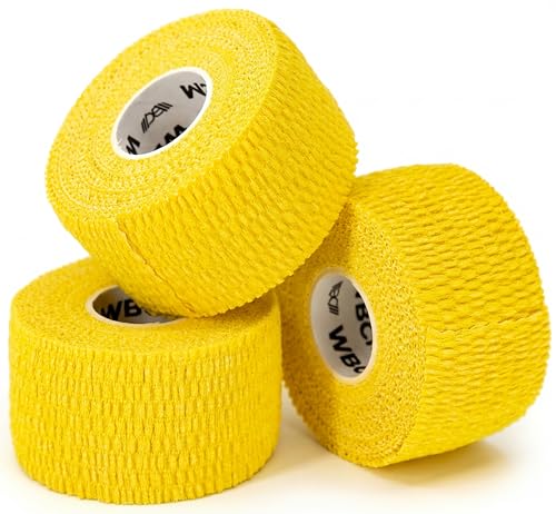 WARM BODY COLD MIND Lifting Thumb Tape for Weightlifting |1.5" x 20.6ft| - Hook Grip Tape for Gym, Powerlifting, Deadlift, Weight Lifting, Athletic Finger Wrap - color: Yellow, size: 3 Rolls