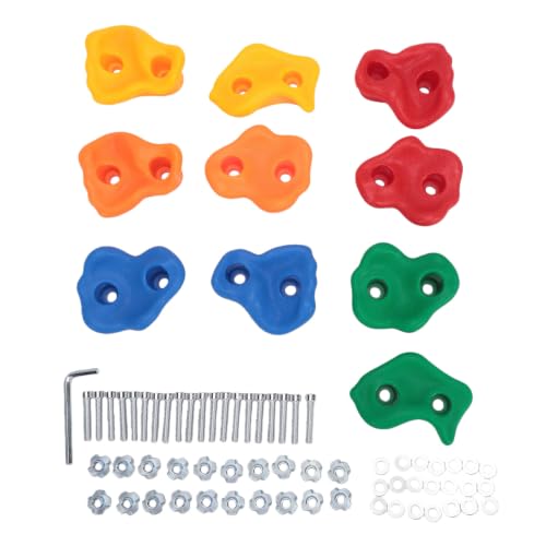 Alomejor Rock Climbing Holds, Plastic Grips for Kids Climbing Wall, Outdoor Playground with 10 Colorful Shapes