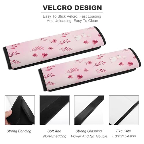 2 Pack Cute Rabbit Bunny Flower Pink Seat Belt Shoulder Pad Universal Soft and Comfortable Shoulder Protector for Kids, Most Cars, Pressure Relief - color: Pattern 266