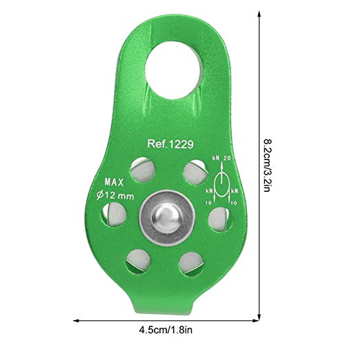 20KN Outdoor Climbing Pulley, Aluminum Side Swing Pulley, Climbing Pulley for Climbing Aloft Work Rappelling Rescue - size: Green
