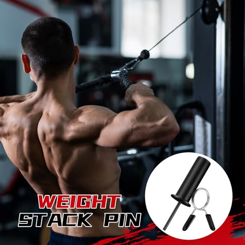 Lasnten Weight Stack Pin Extender, Gym Pin with Spring Clip Collar for 2 Inch Weight Plate Cable Strength Exercise Machine, Commercial and Home Gym - color: Black