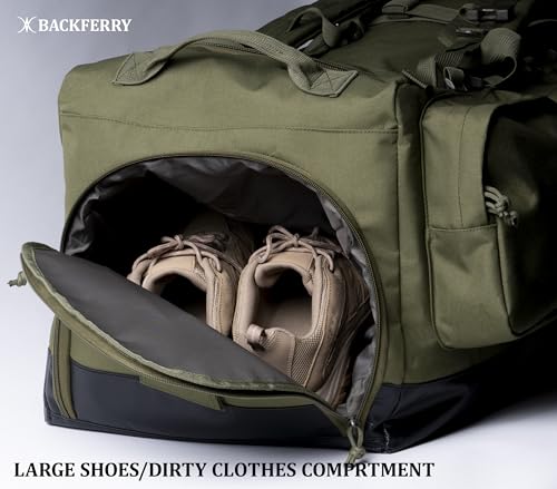 Large Duffle Bag Duffel Pack with Backpack Shoulder Straps and Shoes Compartment 105L for Sports Travel Hunting Camping. - color: AT Camo