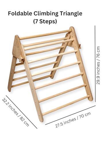 Montessori Wooden Climbing Triangle for Kids | Foldable Indoor Climbing Frame for Children & Toddlers | Wooden Playground Equipment (Large) - style: Large