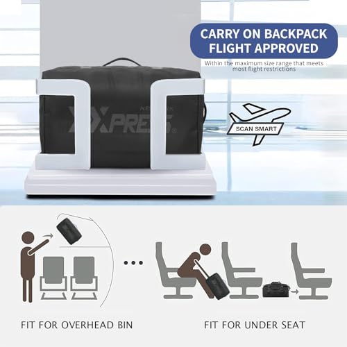 2-in-1 Carry-on Backpack for Men Women 40L Sports Gym Bag with Backpack Straps,Water Resistant,for Travel/Gym（20in,Black） - color: 20in-black