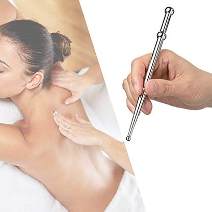 FeelFree Sport Stainless Steel Deep Tissue Massage Tool-Manual Acupuncture Pen-Trigger Point Massage Relief Pain Therapy Tools Full Body Relaxing Trigger Self-Massage Acupressure Bar (7 inches)