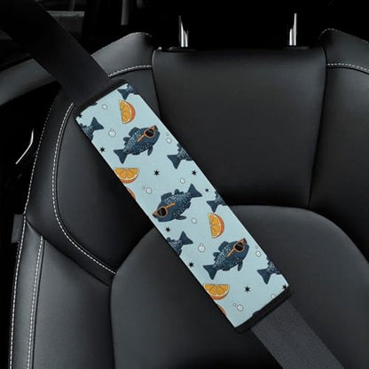 2PCS Cool Fish Sunglasses Lemon Car Seat Belt Pad Breathable Shoulder Protector for Girls and Boys, Most Cars, Anti-Slip Pad - color: Pattern 838