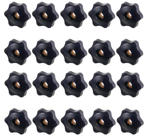 20 Pcs 1/4"-20 T Track Hex Star Thread Knob Nuts,T Tracks Woodworking,T-Track Accessory for Woodworking Fixtures Fixing to T-Tracks,Diameter Size 38 mm/1.49inch - color: Nuts 20 pcs 38mm Diameter