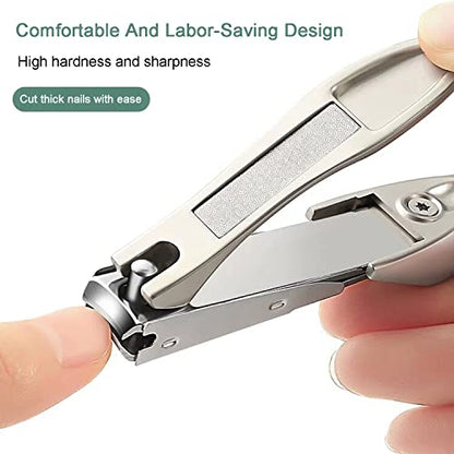 Nail Clippers with Catcher for Thick Toenails and Fingernail, Professional Sharp Nail Clippers for Men and Women Grey - color: Grey