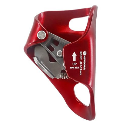 NewDoar Rock Climbing Chest Ascender Abdominal for Vertical Rope Climbing CE Certified Rope Clamp for 8~13MM Rope - color: Red