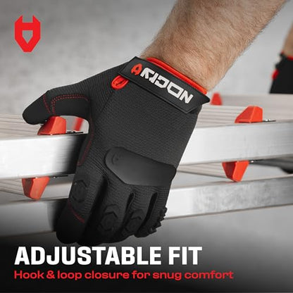 NoCry Heavy Duty Work Gloves for Men with Reinforced Palm and Non-Slip Grip | Reinforced Thumb Crotch, Double Stitched, Soft PVC Knuckle Protection, Flexible Fit, Padded Palms, Mechanic Safety Gloves - size: Medium, style: Pro