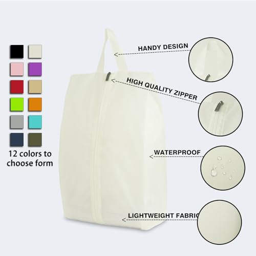 6pcs Portable Shoe Organizer, Travel Pouches with Zipper, Golf Shoe Bags, Clothes Bags, Soccer Cleats Bag Shoe Pouch for Gym, Waterproof, Odor-Resistant (White) | Golf Shoe Bags, Clothes Bags, Soccer Cleats Bag Shoe Pouch for Gym, Waterproof, Odor-Resista