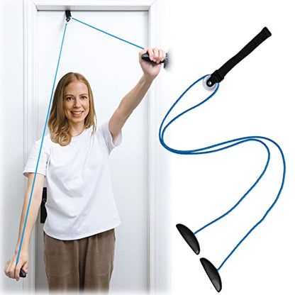 Shoulder Pulley Over The Door Physical Therapy System | Over-the-door exercise pulley designed for shoulder physical therapy exercises. - color: Blue