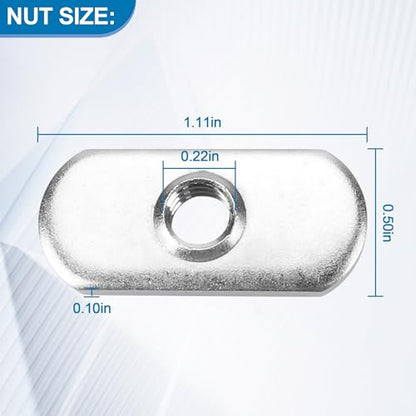 Kayak Track Nuts, T Nut for T Track/Rail, 1/2" Wide, 1/4-20 Threads, Kayak Fishing Accessories Hardware Screws T-Slot Nut 6 Pack - size: 0.5 Inch