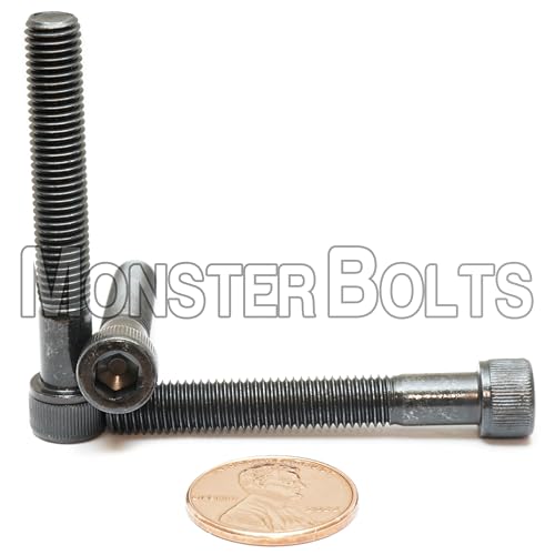 MonsterBolts - 1/4"-28 x 1-3/4" Socket Head Screws, ASTM A574, Alloy Steel, Black Oxide, Partial Thread, 10 Pack - size: 1.75 In. (1-3/4") PT