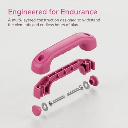 Qianly 2 Pieces Climbing Frame Handles Sturdy Construction Kids Climbing Handle Heavy Duty Playset Grips for Young Children, Pink - color: Pink
