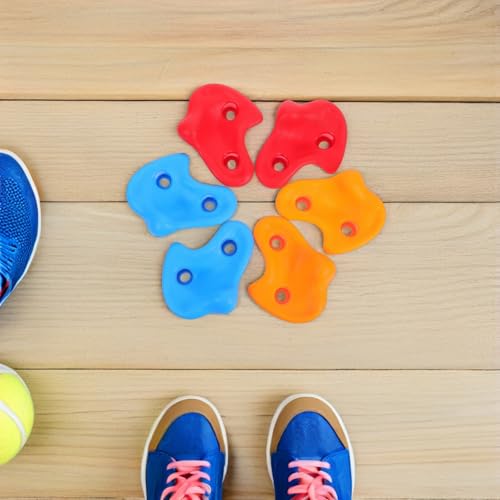 TOYANDONA 6pcs Climbing Holds Set for Indoor and Outdoor Playgrounds, Thickened Rock Wall Grips in Blue, Red, and Orange with Installation Screws, Climbing for Home Workout and Play Set