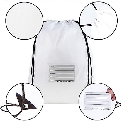 20 Pcs Drawstring Bags,Bulk Draw String Backpack, DIY Gym Sports Cinch Bag Sackpack for Women Men, White - color: White