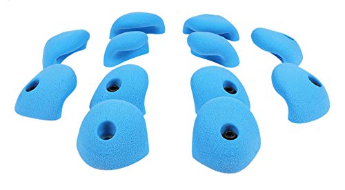 Atomik Rock Climbing Holds Set of 12 Bolt-On Medium Double Incut Roof Jugs in Blue