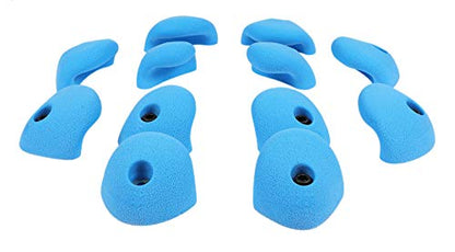 Atomik Rock Climbing Holds Set of 12 Bolt-On Medium Double Incut Roof Jugs in Blue
