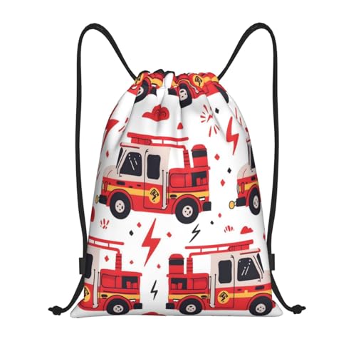 Drawstring Sports Backpacks - Lightweight Swim Gym Bags for Women Men String Sackpack for Beach Travel Yoga(Medium, Fire Engine Truck) - color: Fire Engine Truck, size: Medium