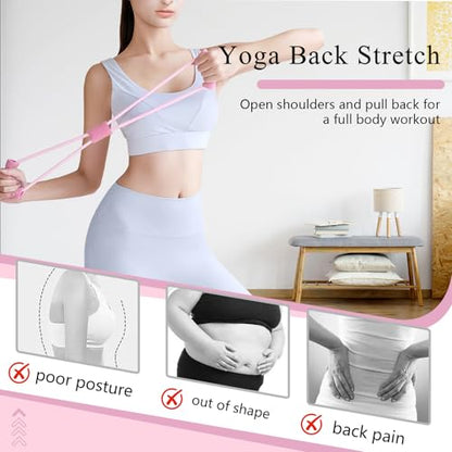 2 Pack Figure 8 Resistance Band, Workout Stretch Bands for Exercise, Arm Back Shoulder Fitness Elastic Rope Equipment for Yoga Pilates Physical Therapy Stretching Training - color: 2Pcs