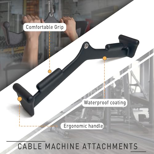 BLUSLM Lat Pull Down Bar T bar Row Attachment, V Bar Tricep Lat Pulldown Attachments, Back Strength Training Bar for Home Gym Exercise Cable Machine Attachments - color: Black 13