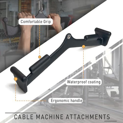 BLUSLM Lat Pull Down Bar T bar Row Attachment, V Bar Tricep Lat Pulldown Attachments, Back Strength Training Bar for Home Gym Exercise Cable Machine Attachments - color: Black 13