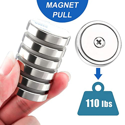 LOVIMAG Strong Neodymium Rare Earth Magnets, 110LBS-6 Pack | Heavy Duty Cup Magnet with Countersunk and Screws for Tool Room, Kitchen Doors, Wall Mounting, Office - size: 110lbs