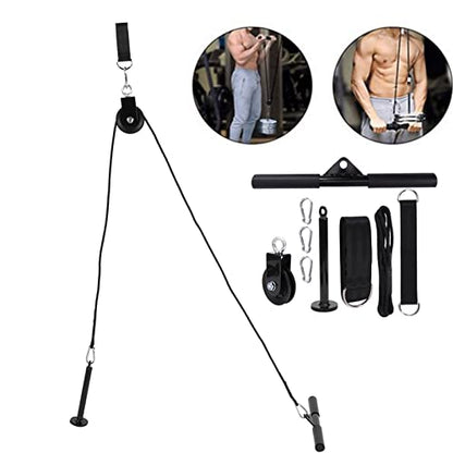 plplaaoo 9Pcs Set DIY Fitness Equipment Loading Pin Pull Triceps Training Pulldown Pulley System High Strength Silent Cable Wheel Portable Home Gym Workout Gear Stainless Steel