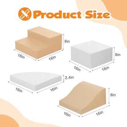 TODIBY 4-Piece Soft PU Leather Toddlers Climbing Toys, Baby Foam Climbing Blocks for Toddlers 3, Foam Play Gym Climbing Structures, Indoor Climb and Crawl Activity Play Set (White and Coffee) - style: White/Coffee