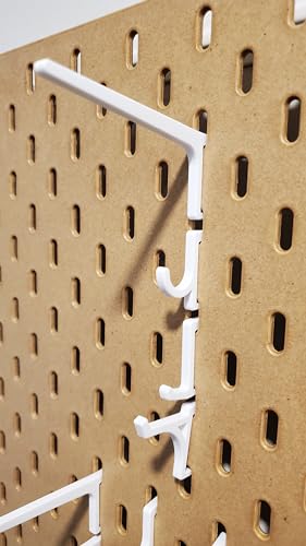 'Just Hanging' Pegboard Hook Packs, Compatible with IKEA SKADIS Pegboard, Display Hook SKADIS Accessory (Glossy White, 16pk, Multi-Pack) - color: Glossy White, size: 16pk, Multi-Pack