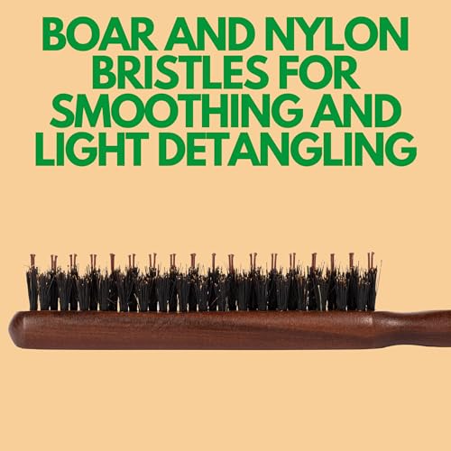 GranNaturals Boar & Nylon Bristle Styling Brush - Teasing Comb with Rat Tail Pick for Backcombing, Smoothing, Edge Control and Volume Creation