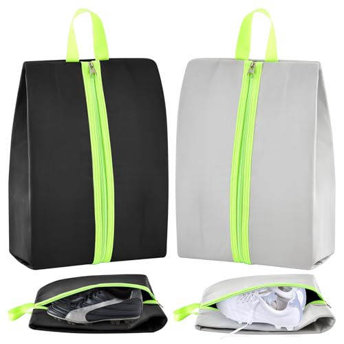 2 Pcs Smell Proof Cleat Bag for Travel, Odor Absorbing & Water Resistant Soccer Cleat Bags, Smell Proof Shoe Bag with Active Carbon Fabric, for Golf Gym Sports Men Women (Black,Gray) - color: Black, Gray